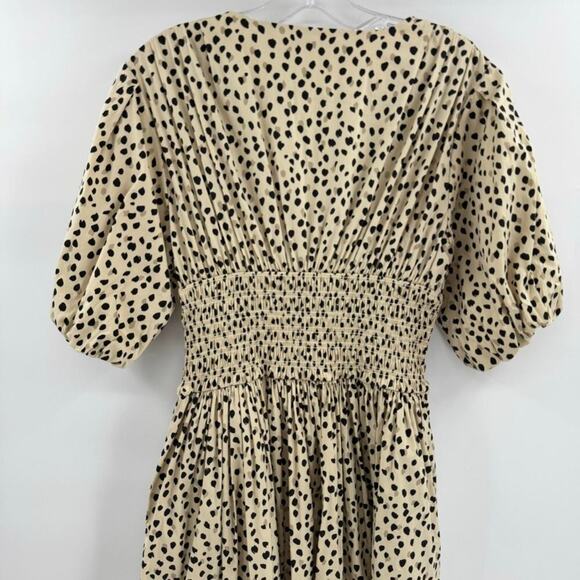AYR The Extra Extra Midi Dress Sz S Puff Sleeves Smocked Polka Dot - Picture 9 of 10